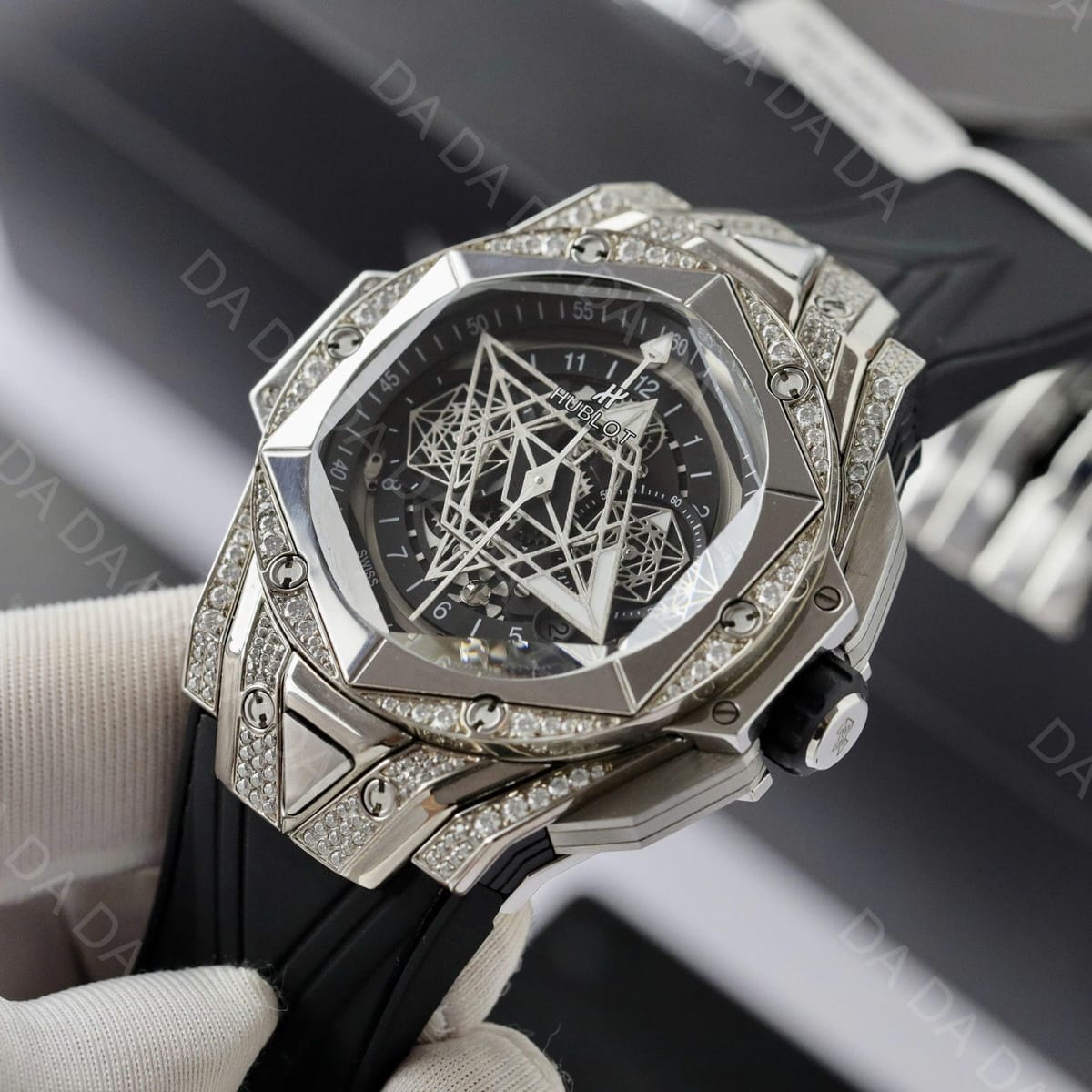 위블로 빅뱅 상블루2 풀파베 블랙 러버밴드 45mm 4