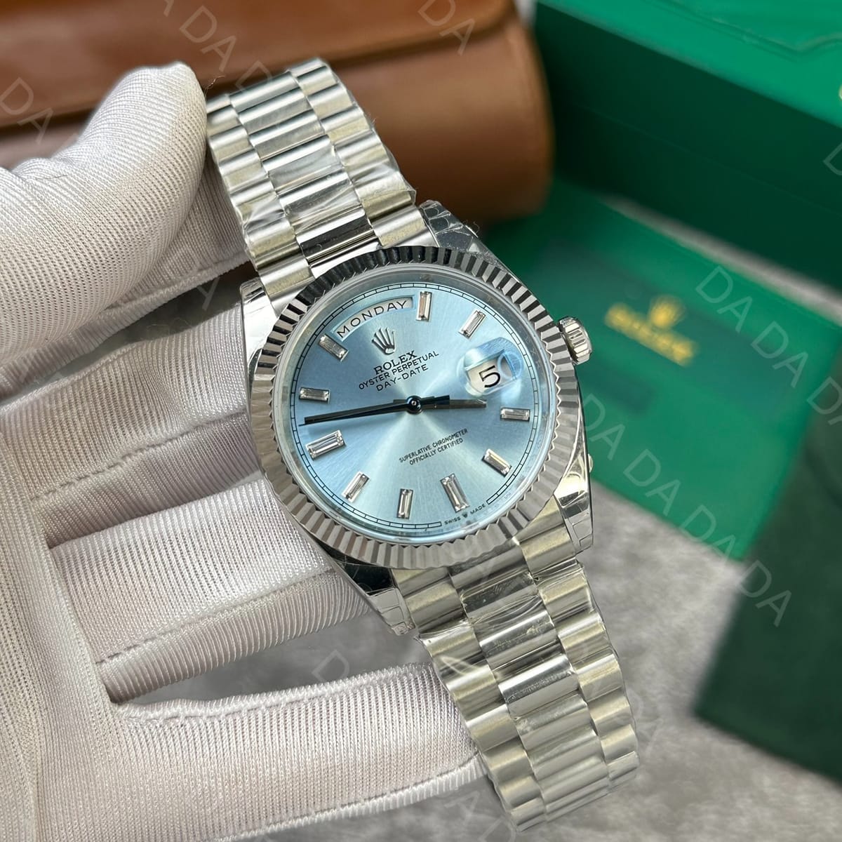 롤렉스 데이데이트 화이트골드 아이스블루 바게트다이아 40mm 3