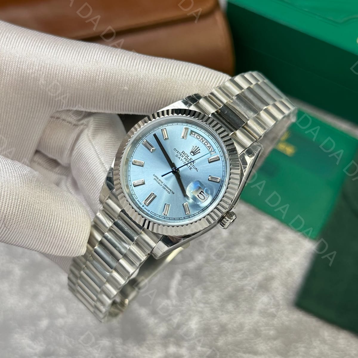 롤렉스 데이데이트 화이트골드 아이스블루 바게트다이아 40mm 4