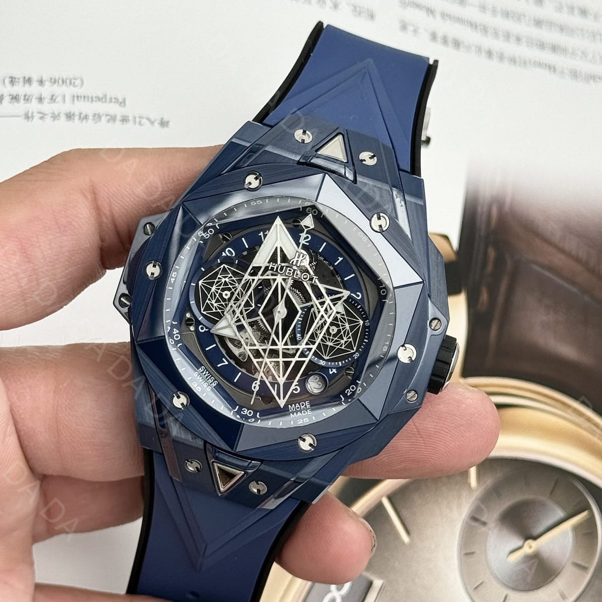 위블로 빅뱅 상블루2 블루세라믹 러버밴드 45mm 5