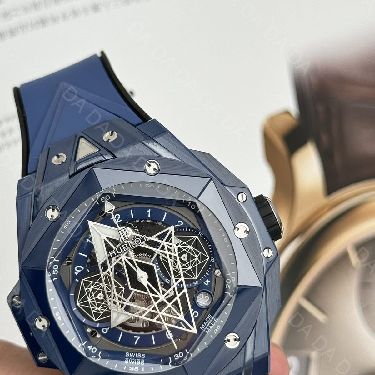 위블로 빅뱅 상블루2 블루세라믹 러버밴드 45mm 8