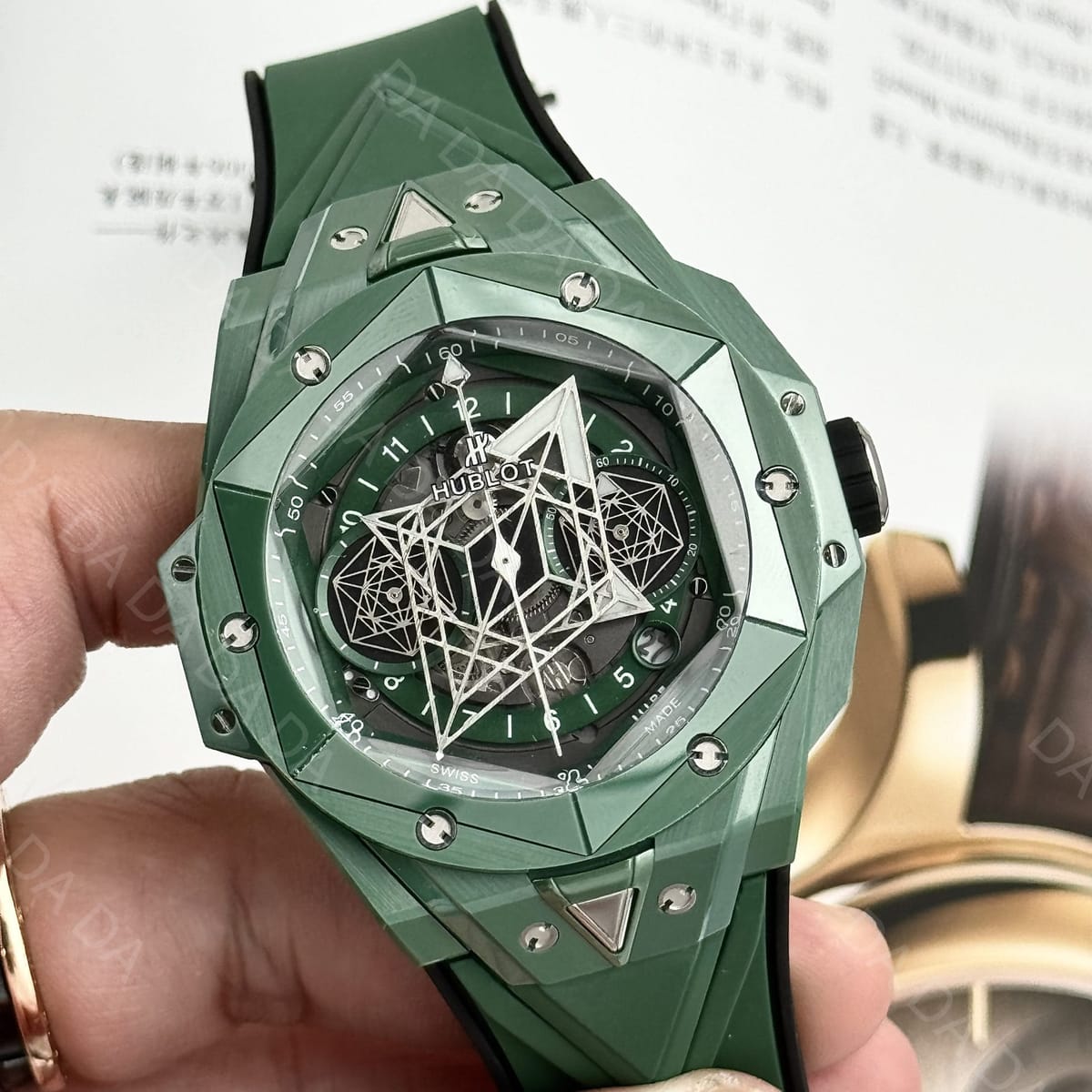 위블로 빅뱅 상블루2 그린세라믹 러버밴드 45mm 5