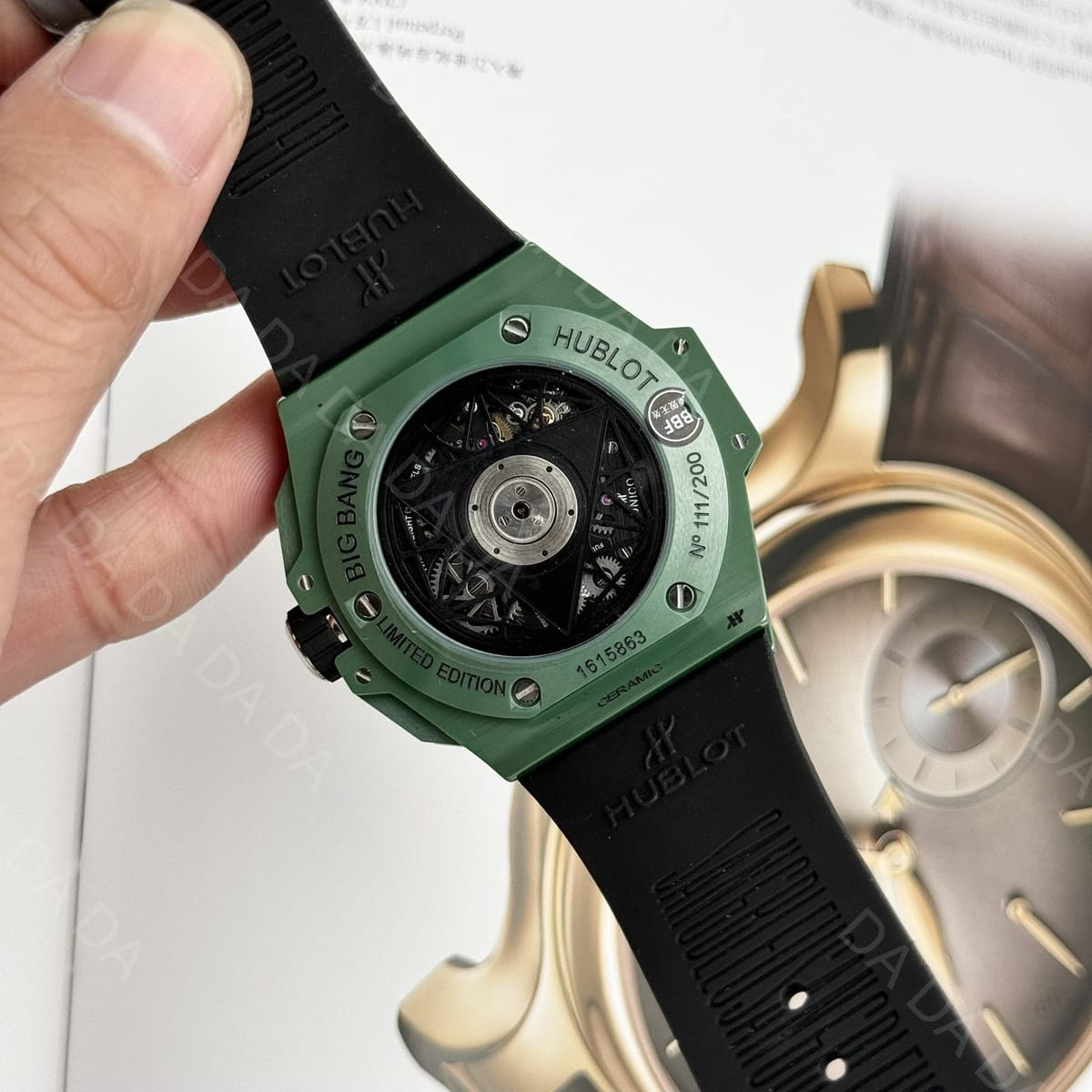 위블로 빅뱅 상블루2 그린세라믹 러버밴드 45mm 9