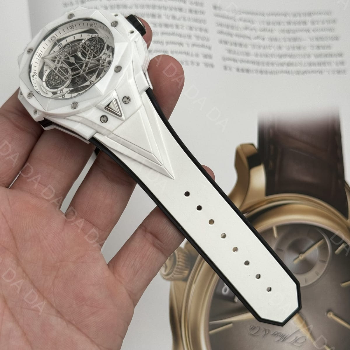 위블로 빅뱅 상블루2 화이트세라믹 러버밴드 45mm 6