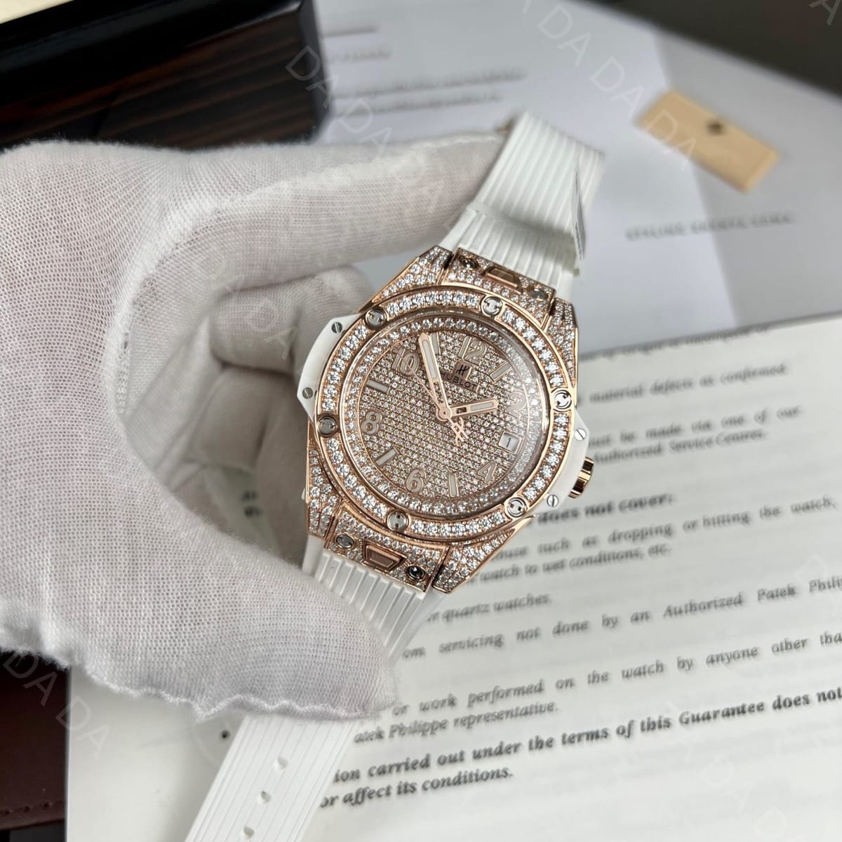 위블로 빅뱅 금통 풀다이아셋팅 화이트러버밴드 39mm 3