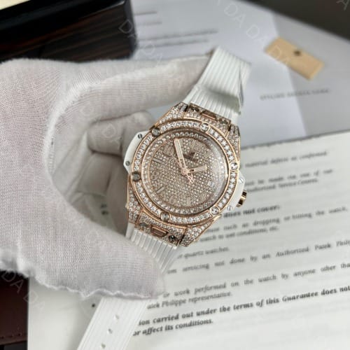 위블로 빅뱅 금통 풀다이아셋팅 화이트러버밴드 39mm