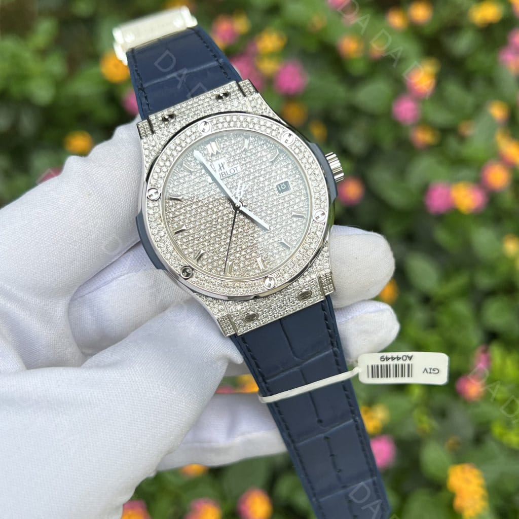 위블로 클래식퓨전 풀다이아셋팅 블루 가죽밴드 42mm 3