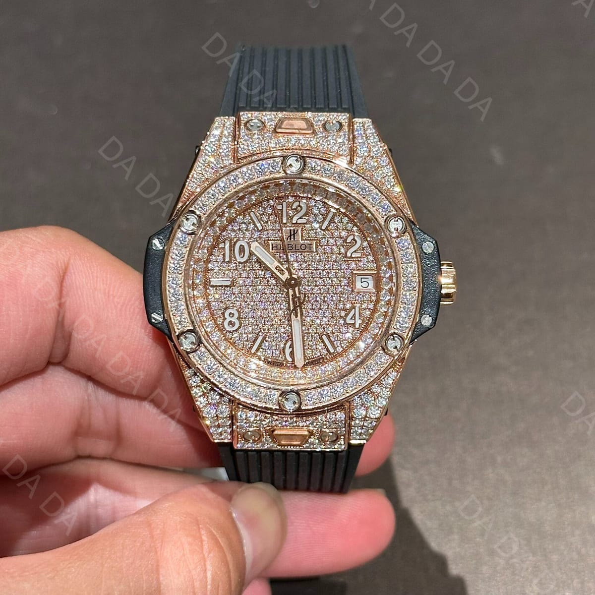 위블로 빅뱅 금통 풀다이아셋팅 블랙 러버밴드 39mm 4