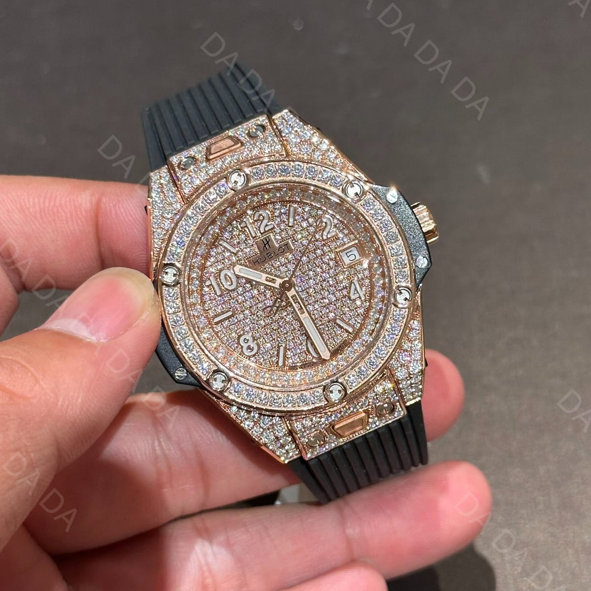 위블로 빅뱅 금통 풀다이아셋팅 블랙 러버밴드 39mm 5