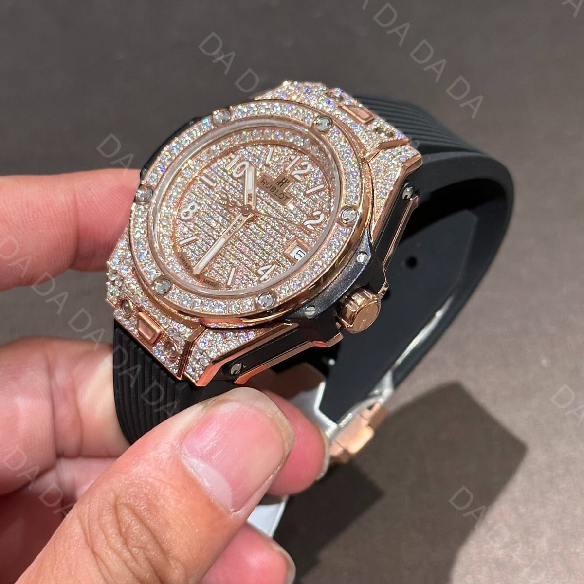 위블로 빅뱅 금통 풀다이아셋팅 블랙 러버밴드 39mm 6