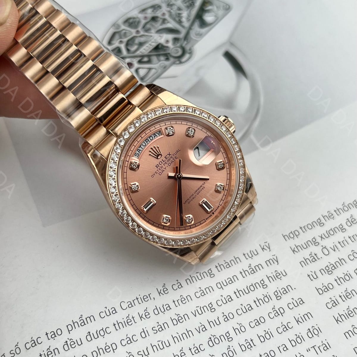 롤렉스 데이데이트 로즈골드 금통 핑크다이얼 다이아베젤 31mm 3