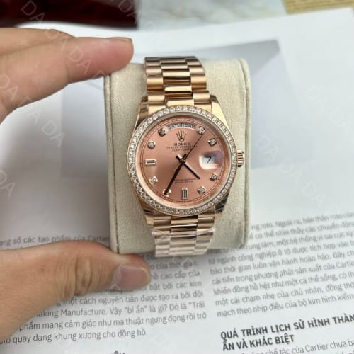 롤렉스 데이데이트 로즈골드 금통 핑크다이얼 다이아베젤 31mm