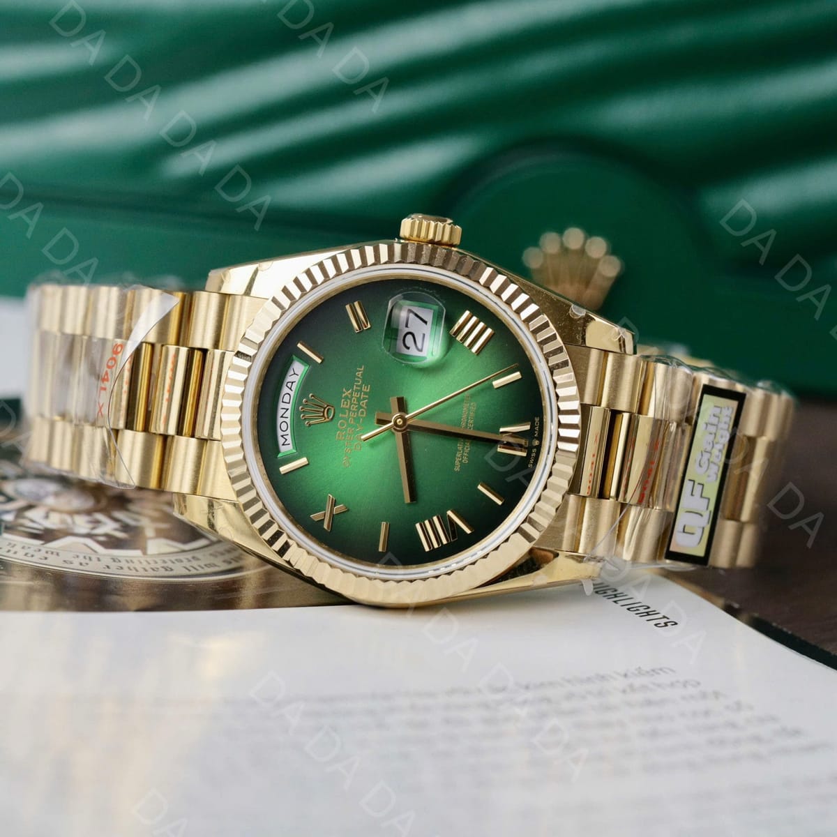 롤렉스 데이데이트 옐로우골드 금통 그린 옴브레 36mm 4