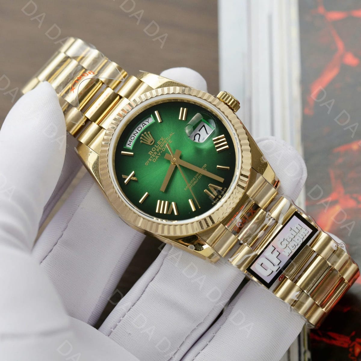 롤렉스 데이데이트 옐로우골드 금통 그린 옴브레 36mm 5