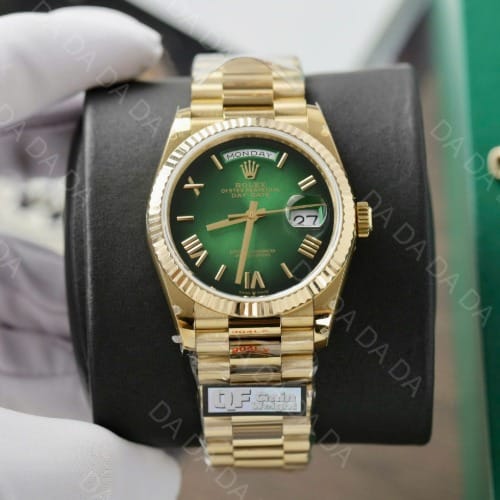 롤렉스 데이데이트 옐로우골드 금통 그린 옴브레 36mm