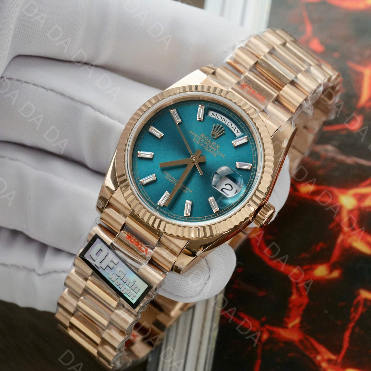 롤렉스 데이데이트 로즈골드 금통 블루 바게트다이얼 36mm 5