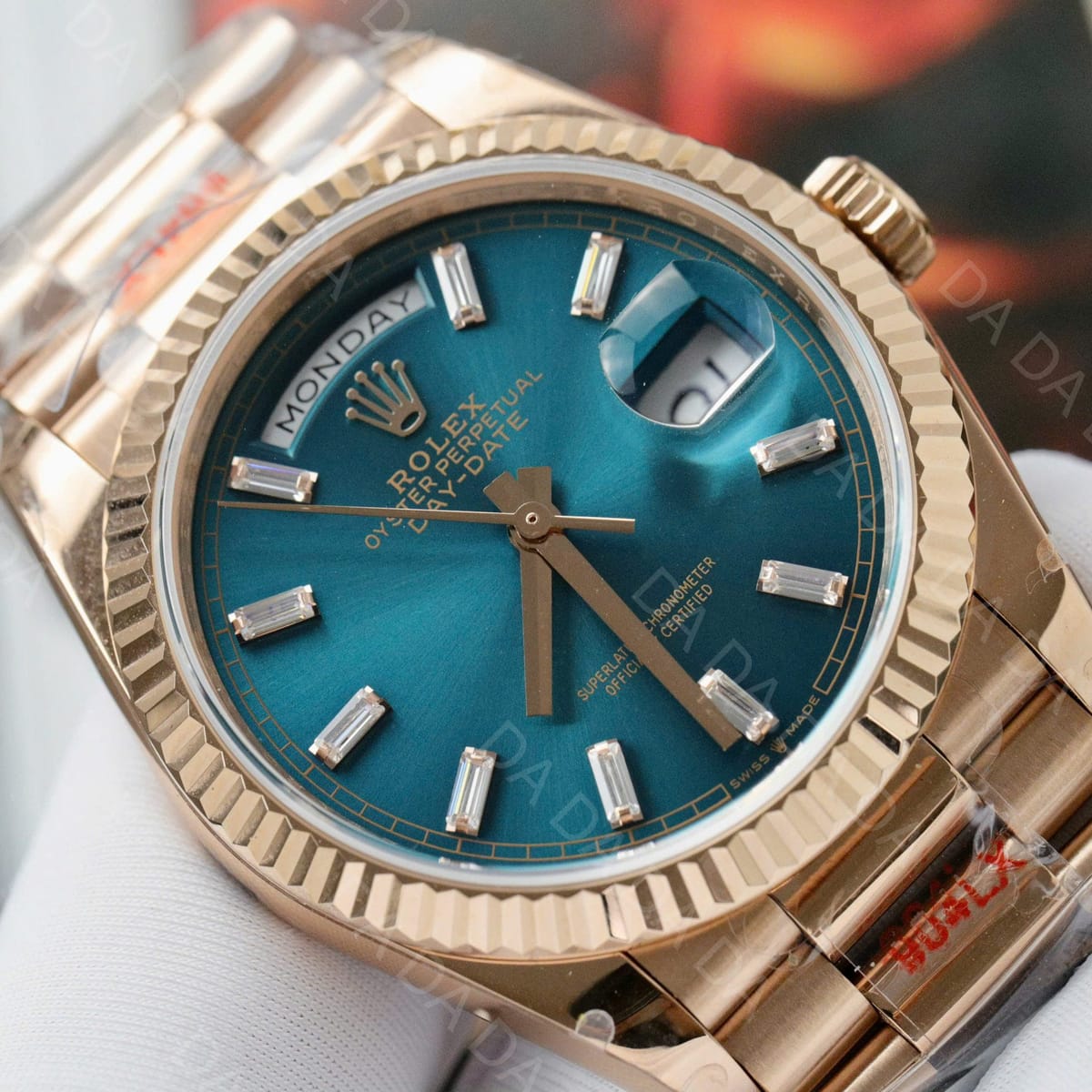 롤렉스 데이데이트 로즈골드 금통 블루 바게트다이얼 36mm 6