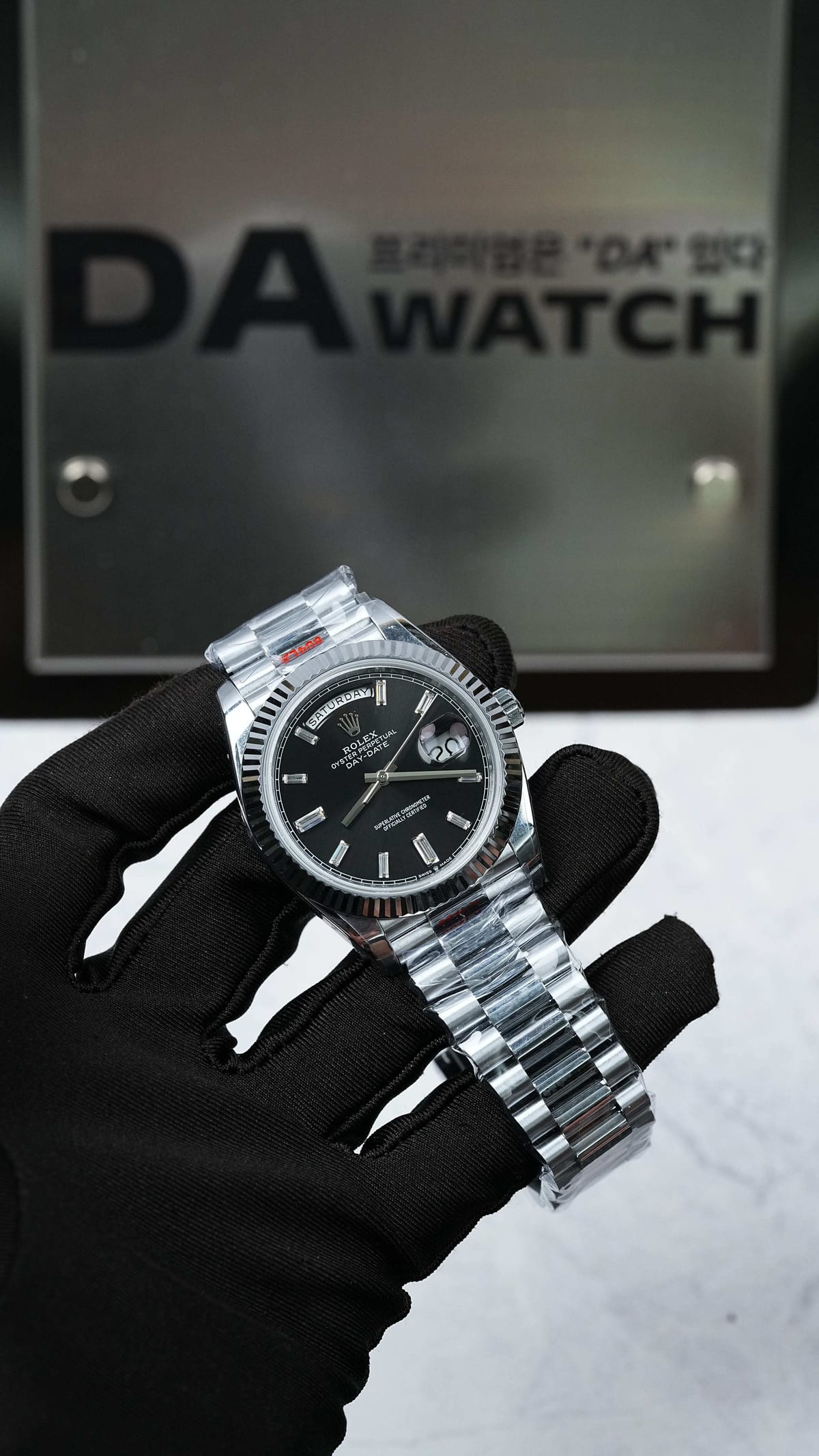 롤렉스 데이데이트 화이트골드 검판 바게트다이아 40mm 4