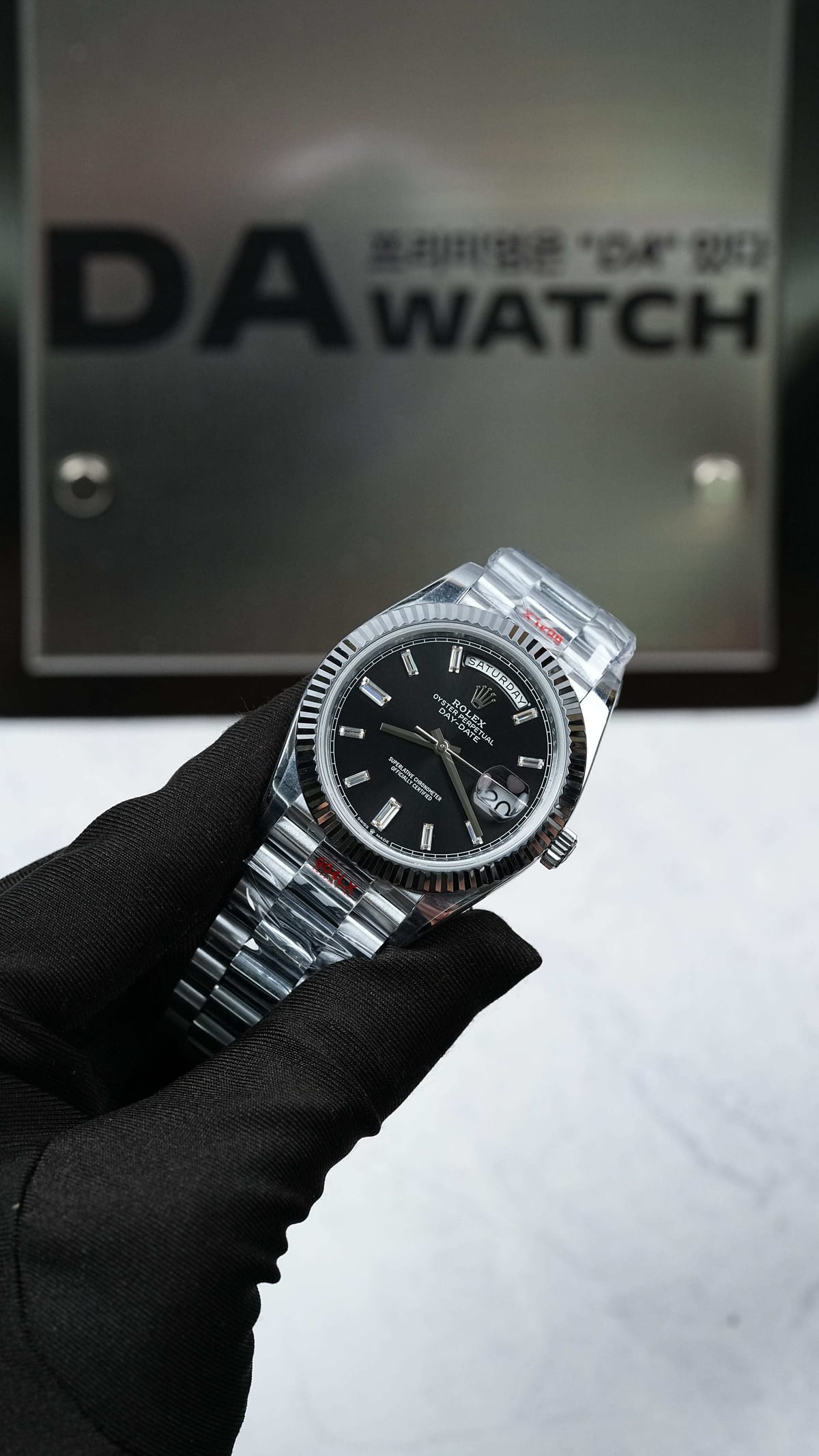롤렉스 데이데이트 화이트골드 검판 바게트다이아 40mm 5