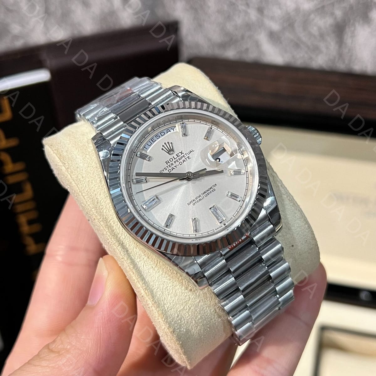 롤렉스 데이데이트 화이트골드 실버 바게트다이아 40mm 3