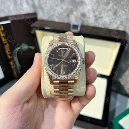 롤렉스 데이데이트 로즈골드 금통 초코판 다이아베젤 40mm