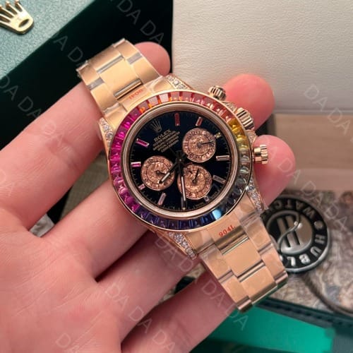 롤렉스 데이토나 금통 검판 레인보우 다이아 40mm