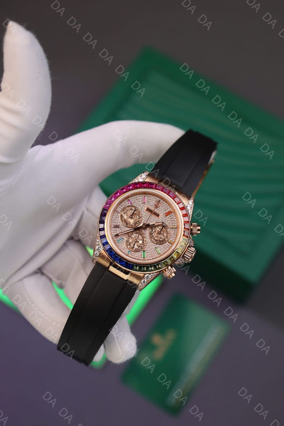 롤렉스 데이토나 로즈골드 금통 레인보우 풀파베 러버밴드 40mm 3