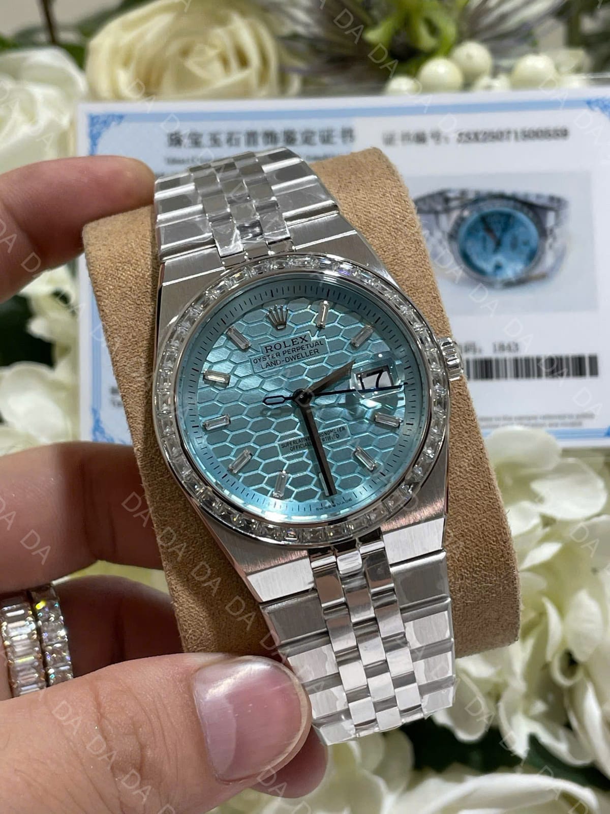 롤렉스 랜드드웰러 스틸 아이스블루 바게트다이아 다이아베젤 40mm 4