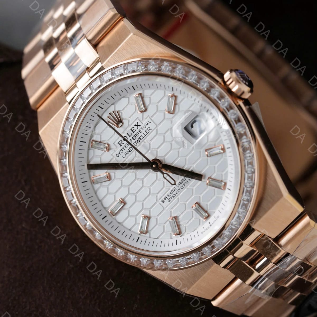 롤렉스 랜드드웰러 로즈골드 금통 흰판 바게트다이아 다이아베젤 40mm 6