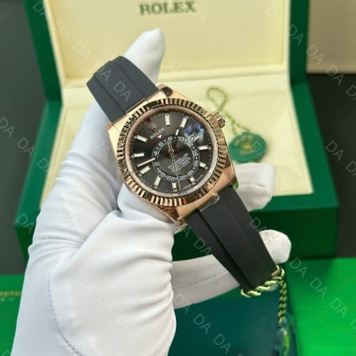 롤렉스 스카이드웰러 로즈골드 금통 그레이판 러버밴드 42mm