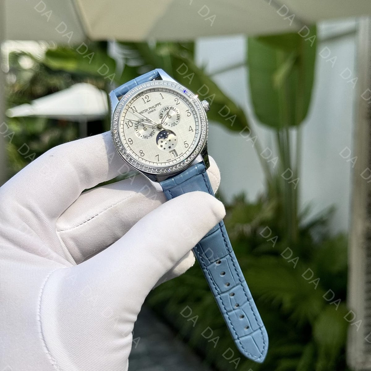 파텍필립 컴플리케이션 4947 흰판 다이아베젤 아이스블루 가죽밴드 38mm 4