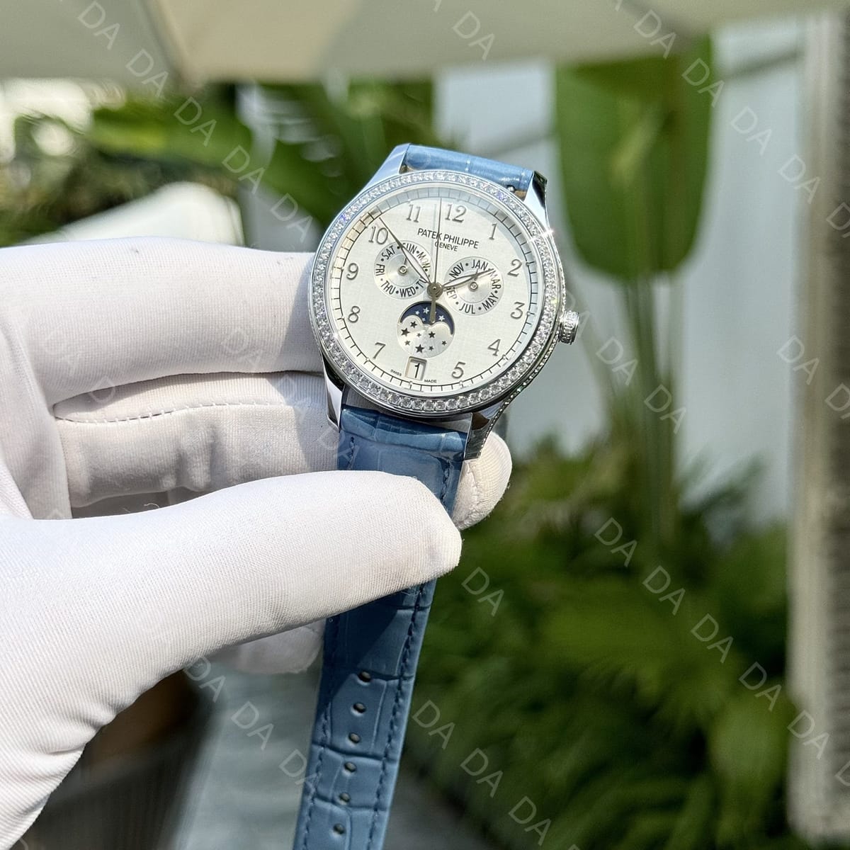 파텍필립 컴플리케이션 4947 흰판 다이아베젤 아이스블루 가죽밴드 38mm 5