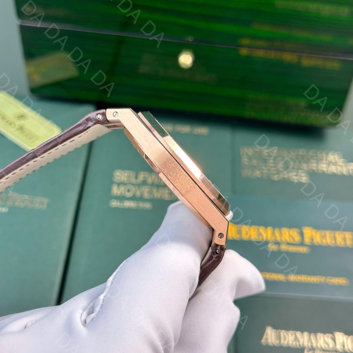 오데마피게 로얄오크 15400 로즈골드 금통 흰판 가죽밴드 41mm 11