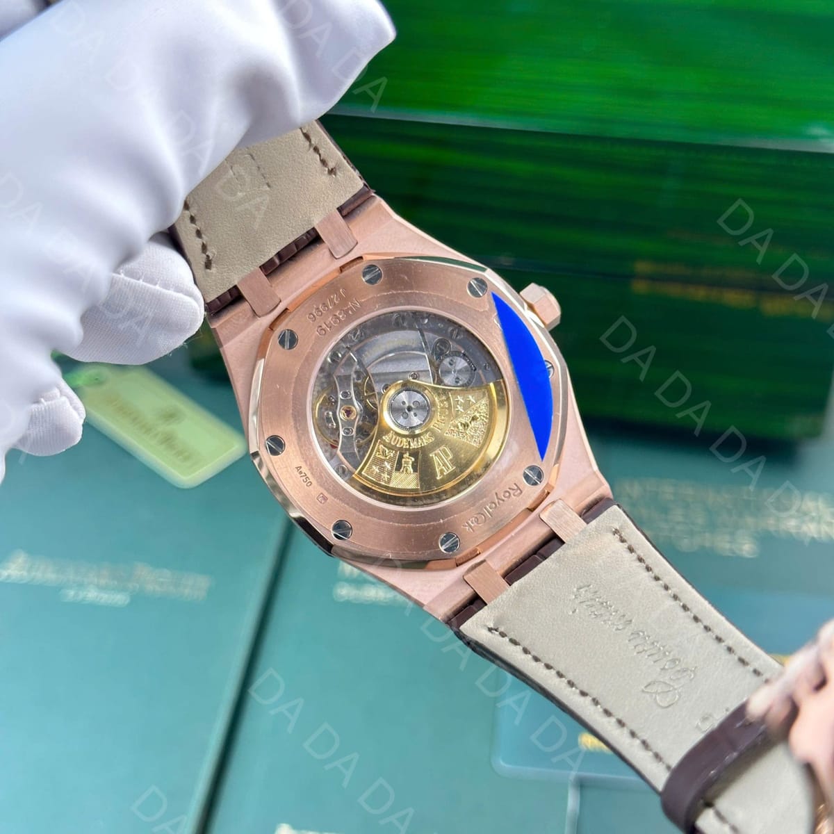 오데마피게 로얄오크 15400 로즈골드 금통 흰판 가죽밴드 41mm 12