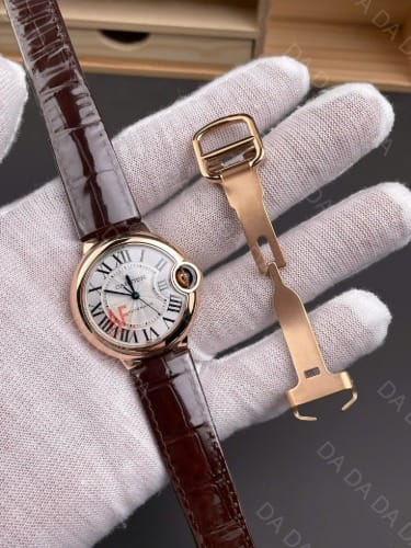 까르띠에 발롱블루 로즈골드 금통 가죽밴드 오토메틱 33mm