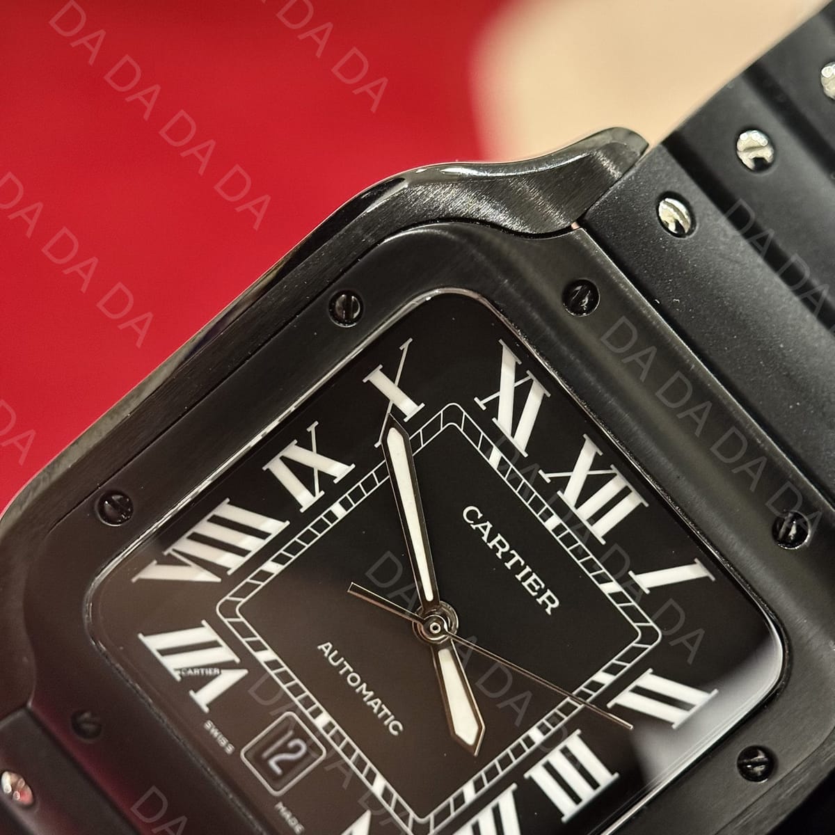 까르띠에 산토스 올블랙 러버밴드 라지 40mm 4