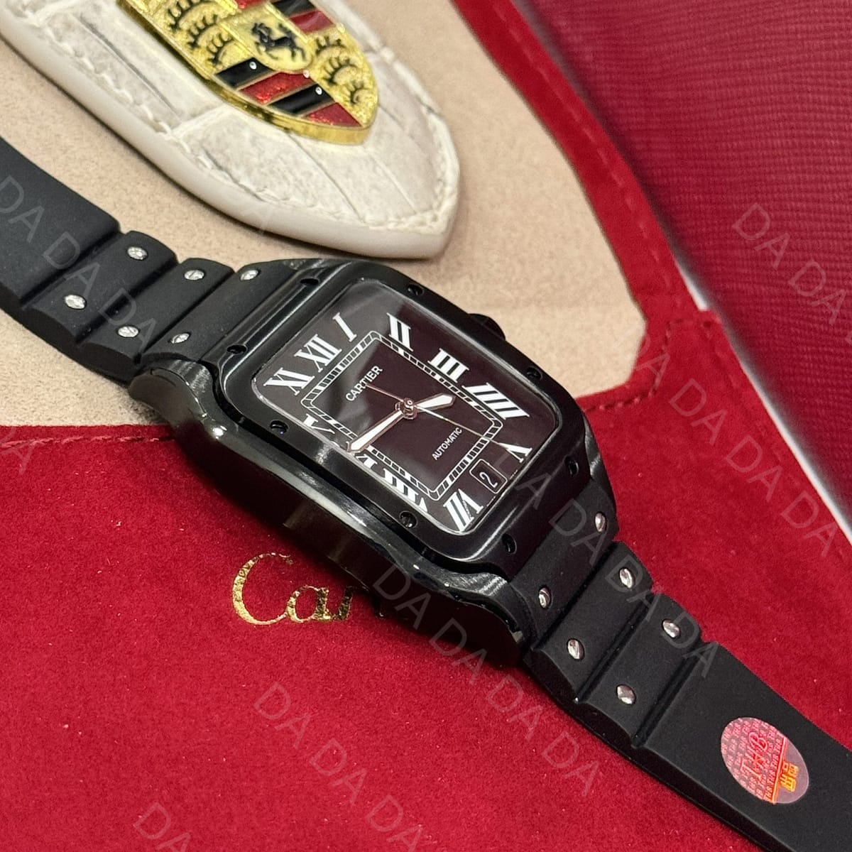 까르띠에 산토스 올블랙 러버밴드 라지 40mm 7