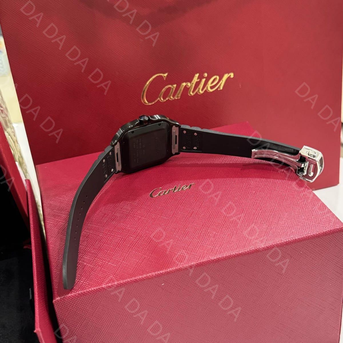 까르띠에 산토스 올블랙 러버밴드 라지 40mm 8