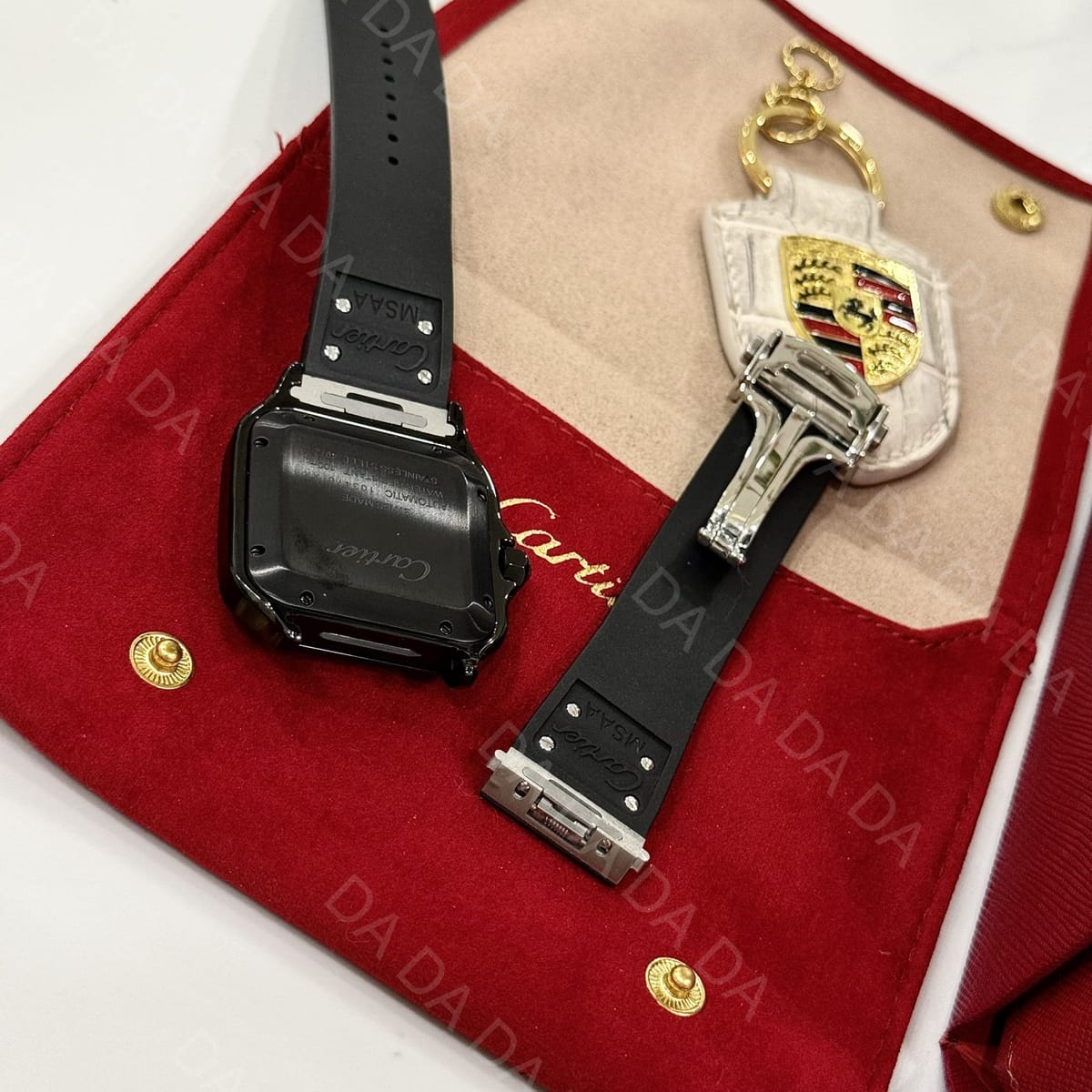 까르띠에 산토스 올블랙 러버밴드 라지 40mm 9