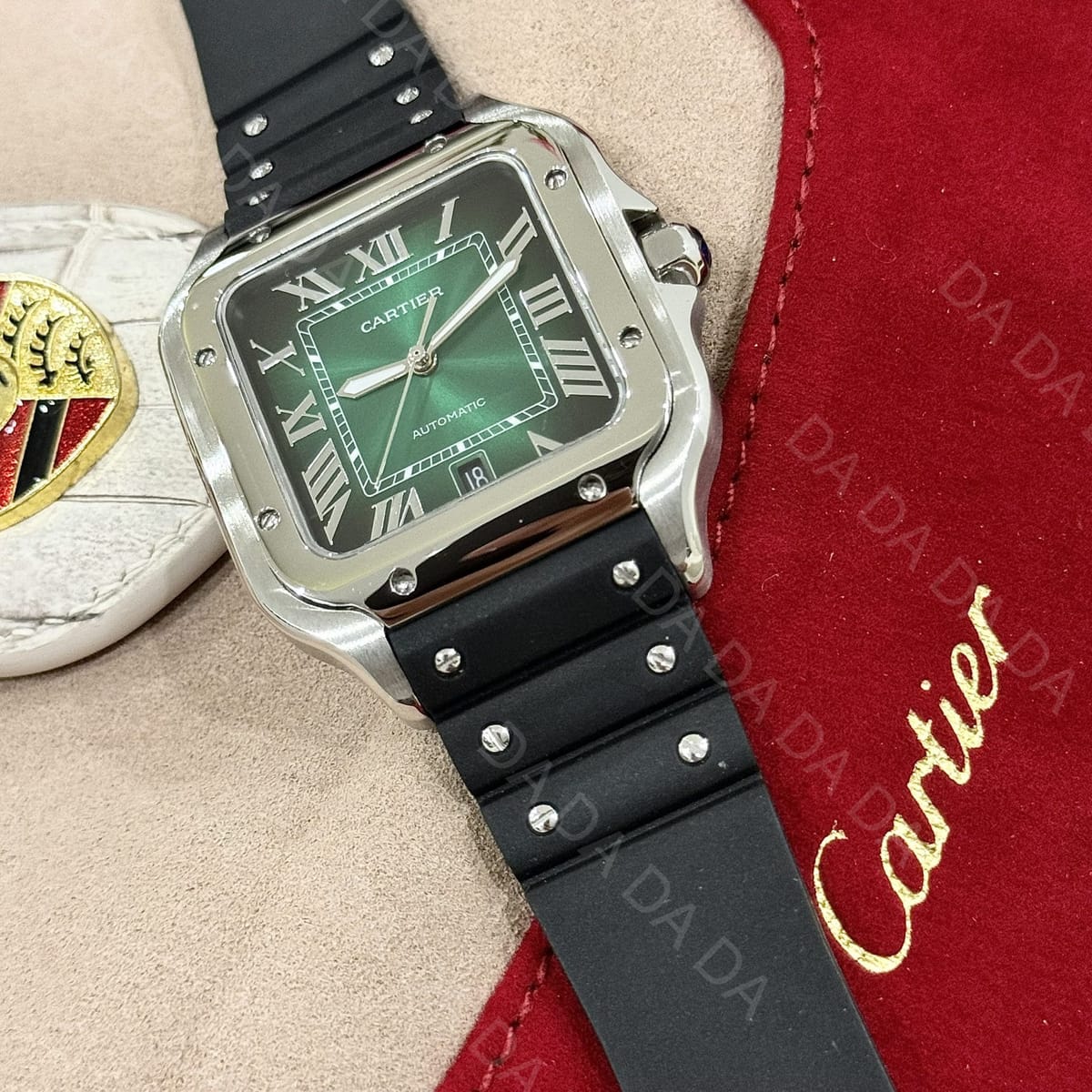 까르띠에 산토스 그린 러버밴드 라지 40mm 3