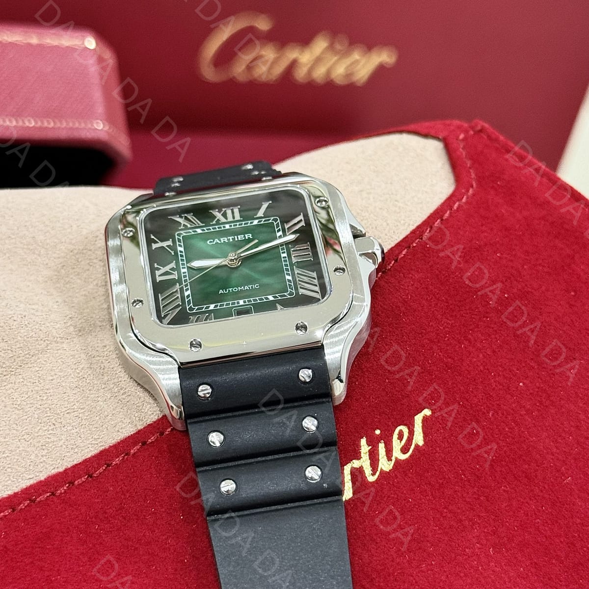까르띠에 산토스 그린 러버밴드 라지 40mm 4