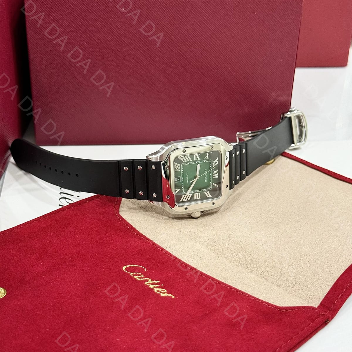 까르띠에 산토스 그린 러버밴드 라지 40mm 5