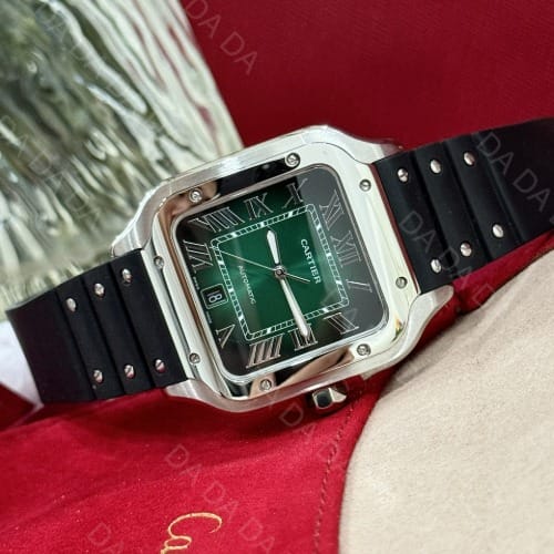 까르띠에 산토스 그린 러버밴드 라지 40mm
