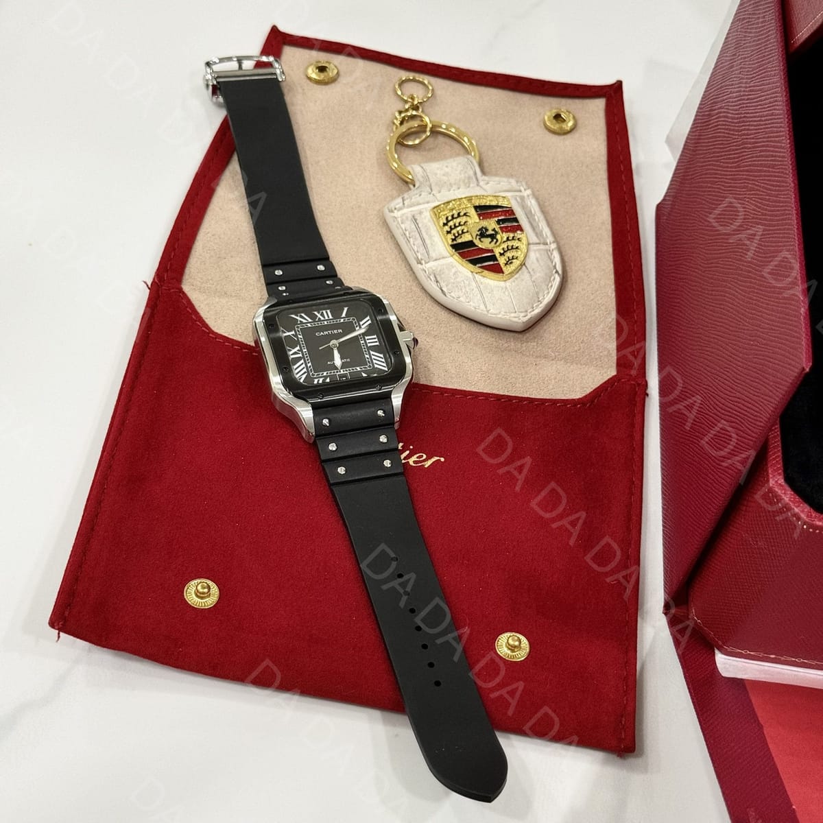 까르띠에 산토스 블랙 콤비 러버밴드 라지 40mm 7