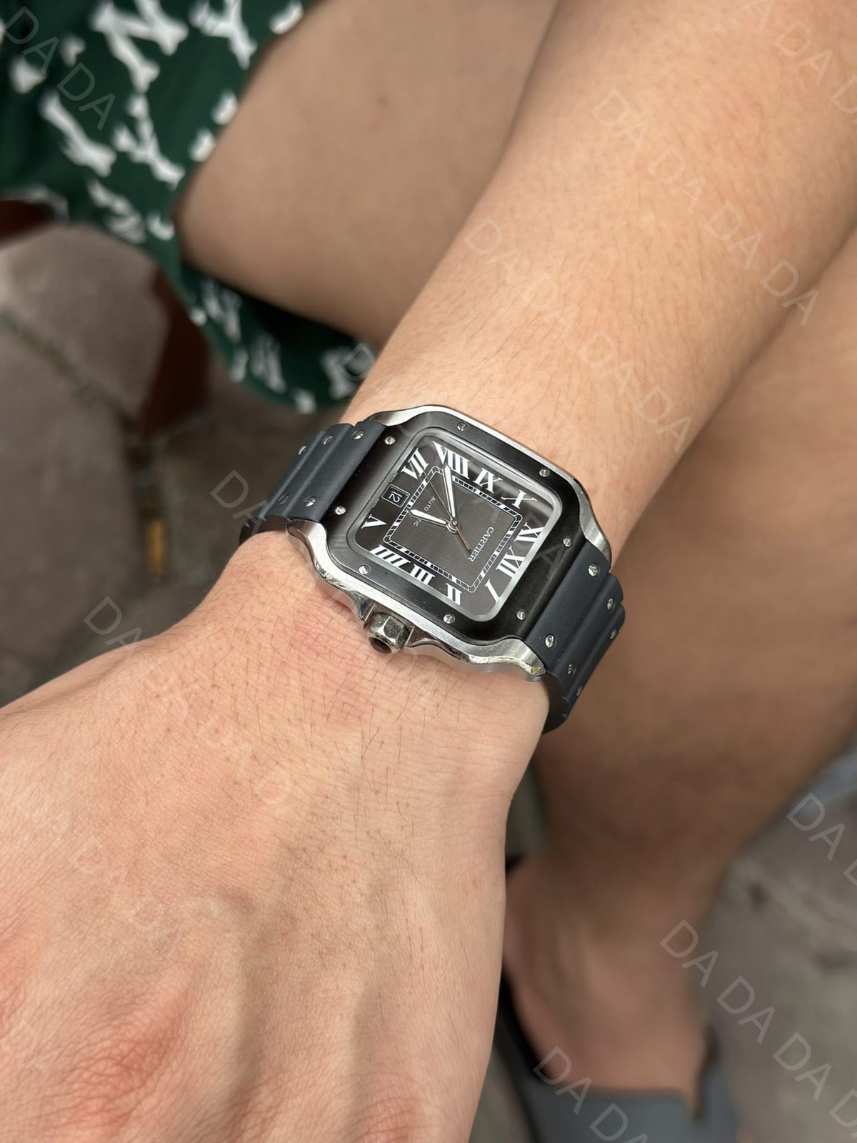 까르띠에 산토스 블랙 콤비 러버밴드 라지 40mm 9