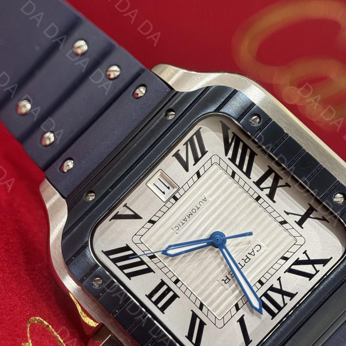 까르띠에 산토스 블루 흰판 러버밴드 라지 40mm 4