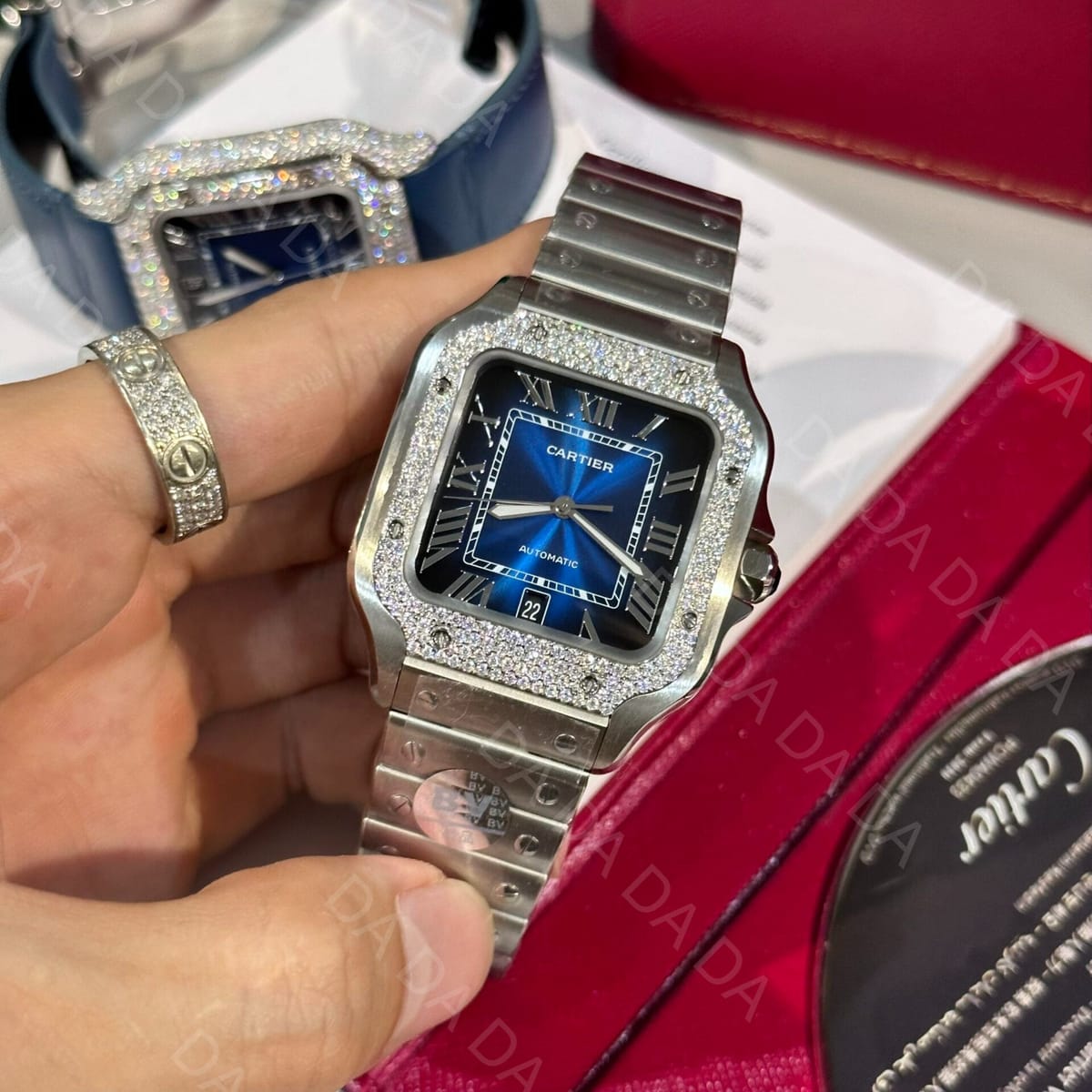 까르띠에 산토스 청판 다이아베젤 라지 40mm 4