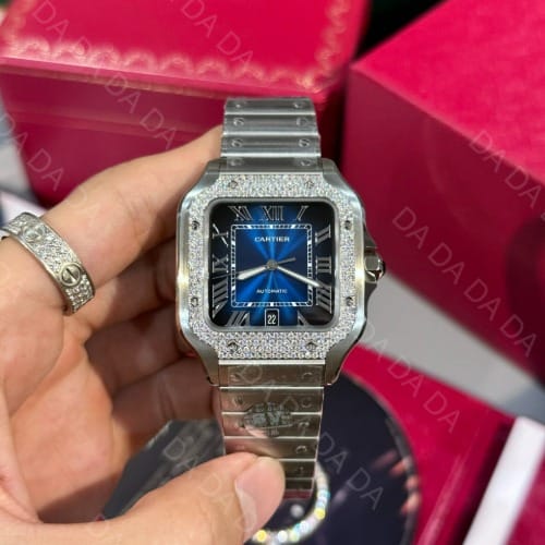 까르띠에 산토스 청판 다이아베젤 라지 40mm