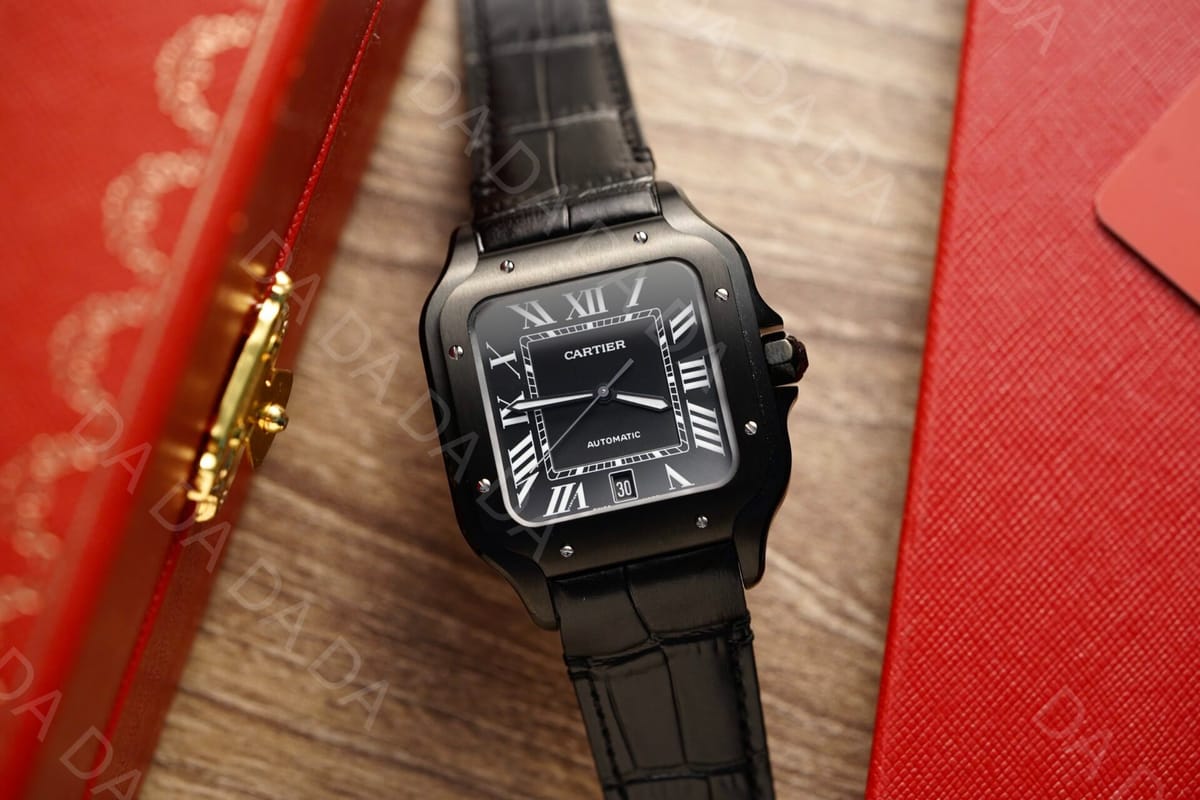 까르띠에 산토스 올블랙 가죽밴드 라지 40mm 4