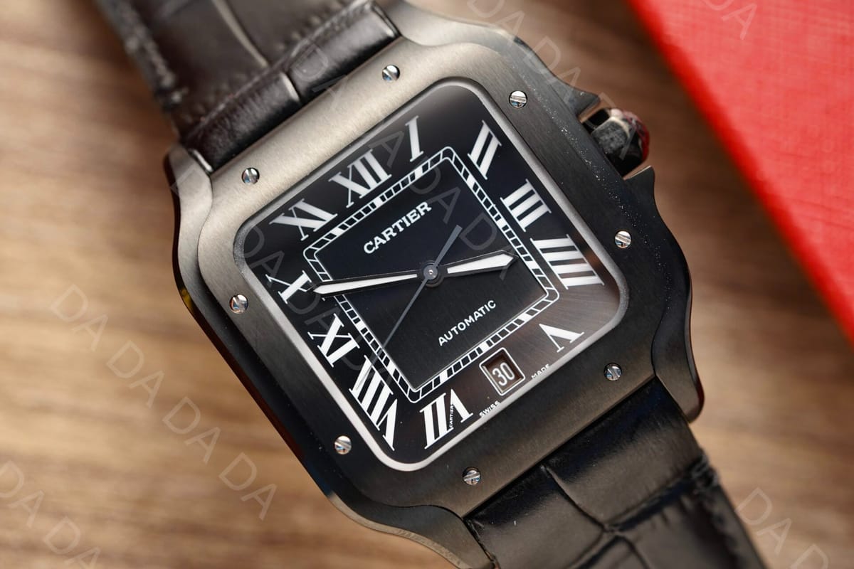 까르띠에 산토스 올블랙 가죽밴드 라지 40mm 5